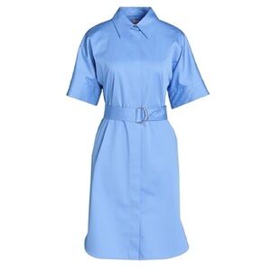BOSS Dashile Stretch Belted Cotton Shirtdress Summer Sky Elegant Blue Sz 12